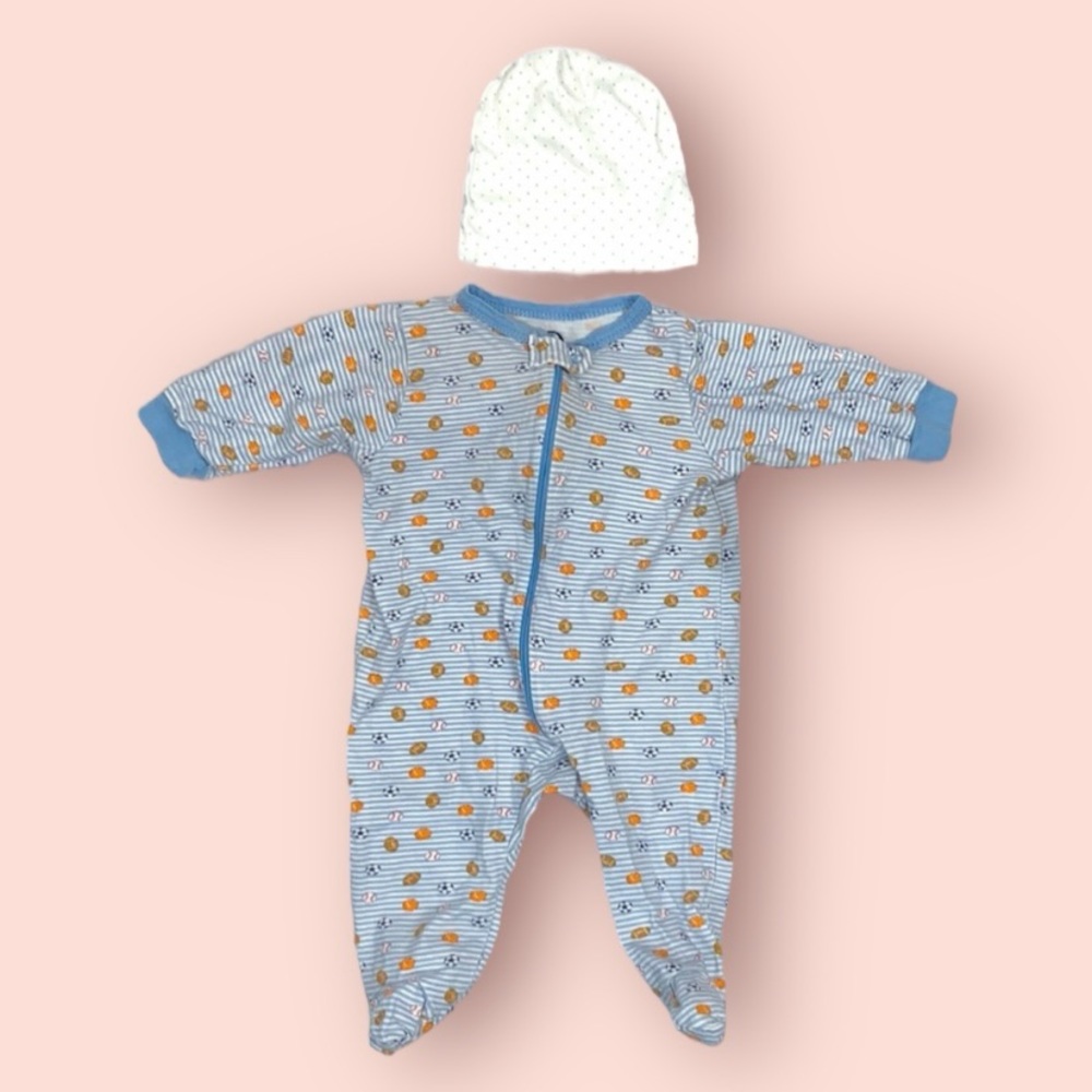 Gerber Hat & Zipper Footie Pajamas Bundle Size 0-3 Months